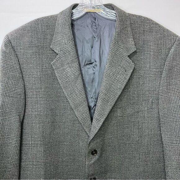 Men's Joseph Abboud 3 Button Tweed Tan/Brown Wool Blazer Size 44R - Picture 3 of 12